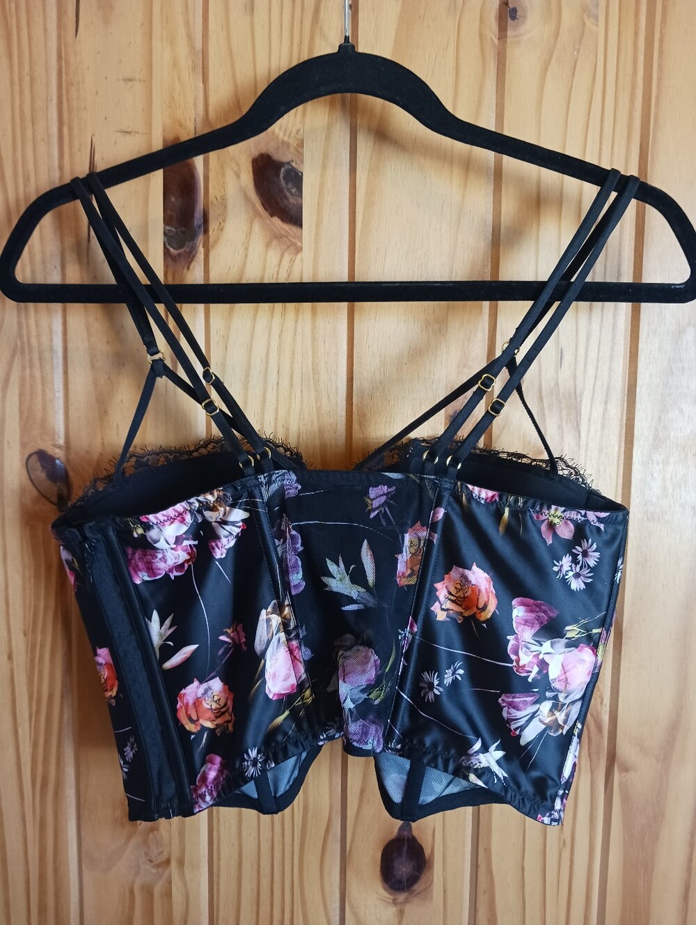 Victoria's Secret - Black Floral Lace-Trim Bustier - Picture 2 of 6